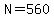 N=560