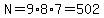 N=9%2A8%2A7=502