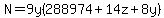 N=9y%28288974%2B14z%2B8y%29