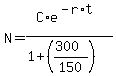 N=C%2F%281%2B%28%28300%29%2F150%29%29%2Ae%5E%28-r%2At%29+