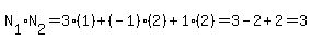 N%5B1%5D%2AN%5B2%5D=3%281%29%2B%28-1%29%282%29%2B1%282%29=3-2%2B2=3