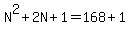 N%5E2%2B2N%2B1=168%2B1