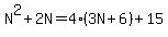 N%5E2%2B2N=4%283N%2B6%29%2B15