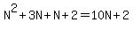 N%5E2%2B3N%2BN%2B2=10N%2B2