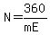 N+=+360%2F%28mE%29