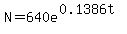 N+=+640e%5E%280.1386t%29
