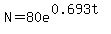 N+=+80e%5E%280.693t%29