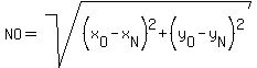 NO=sqrt%28%28x%5BO%5D-x%5BN%5D%29%5E2%2B%28y%5BO%5D-y%5BN%5D%29%5E2%29