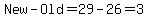 New-Old=29-26=3