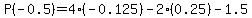 P%28-0.5%29=4%28-0.125%29-2%280.25%29-1.5