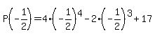 P%28-1%2F2%29=4%28-1%2F2%29%5E4-2%28-1%2F2%29%5E3%2B17