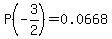 P%28-3%2F2%29=0.0668