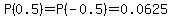 P%280.5%29=P%28-0.5%29=0.0625