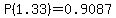 P%281.33%29=0.9087
