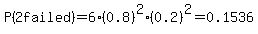 P%282+failed%29=6%2A%280.8%29%5E2%280.2%29%5E2=0.1536