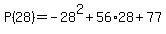 P%2828%29+=+-28%5E2+%2B+56%2A28+%2B+77