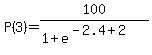 P%283%29+=+100%2F%281%2Be%5E%28+-2.4%2B2%29%29