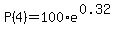 P%284%29=100%2Ae%5E%280.32%29