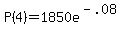 P%284%29+=+1850e%5E%28-.08%29