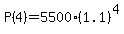 P%284%29+=+5500%281.1%29%5E4