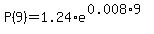 P%289%29=1.24%2Ae%5E%280.008%2A9%29