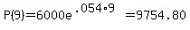 P%289%29+=+6000e%5E%28.054%2A9%29+=+9754.80