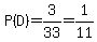P%28D%29=3%2F33=1%2F11