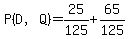 P%28D%2CQ%29=25%2F125%2B65%2F125