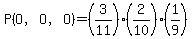 P%28O%2CO%2CO%29=%283%2F11%29%282%2F10%29%281%2F9%29