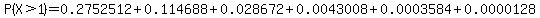 P%28X%3E1%29=0.2752512%2B0.114688%2B0.028672%2B0.0043008%2B0.0003584%2B0.0000128