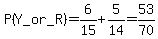 P%28Y_or_R%29=6%2F15%2B5%2F14=53%2F70