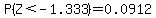 P%28Z+%3C+-1.333%29=0.0912