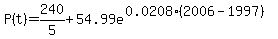 P%28t%29=+++240%2F5+%2B+54.99e%5E%280.0208%282006+-+1997%29%29