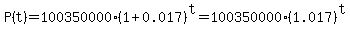 P%28t%29+=+100350000%281%2B+0.017%29%5Et+=+100350000%281.017%29%5Et
