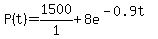 P%28t%29+=+1500%2F1%2B8e%5E%28-0.9t%29