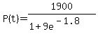 P%28t%29+=1900%2F%281+%2B+9e%5E%28-1.8%29%29