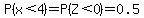 P%28x%3C4%29+=+P%28Z%3C0%29+=+0.5