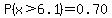 P%28x+%3E+6.1%29+=+0.70