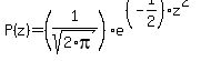 P%28z%29=%281%2Fsqrt%282%2Api%29%29e%5E%28%28-1%2F2%29%2Az%5E2%29%29