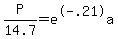 P%2F14.7=e%5E-.21a