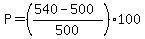 P=%28%28540-500%29%2F500%29%2A100
