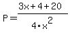 P=%283x%2B4%2B20%29%2F4x%5E2