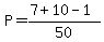 P=%287%2B10-1%29%2F50