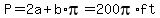 P=+2a%2Bb%2Api=200pi%2A+ft