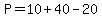 P=10%2B40-20