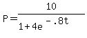 P=10+%2F+%281%2B4e%5E%28-.8t%29%29