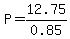 P=12.75%2F0.85