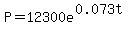 P=12300e%5E%280.073t%29