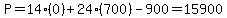 P=14%280%29%2B24%28700%29-900=15900