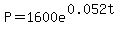 P=1600e%5E%280.052t%29